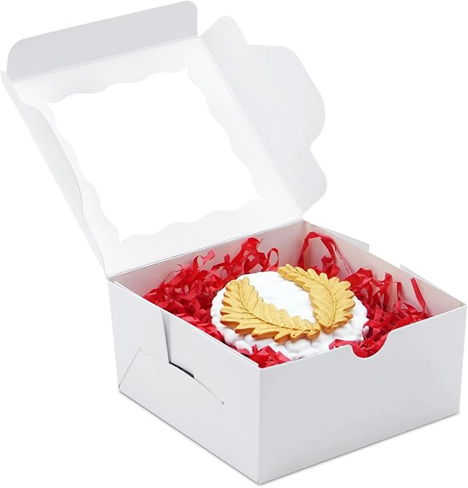 40pcs Cookie Boxes 4x4x2 Inch Bakery Boxes with Window Dessert Treat Box Chocolate Covered Strawberries Box for Wedding Party Birthday