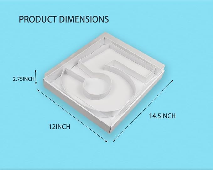 14" Fillable Cardboard Number Charcuterie Board Box with Clear Lid, White Hollow Gift Tray for Birthday, Anniversary and Event Parties (5)