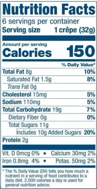bakerly Chocolate Hazelnut Filled Crepes to go! Non GMO, Free from Artificial Flavors & Colors, Pack of 4, 6-Count (24 Total Crepes)