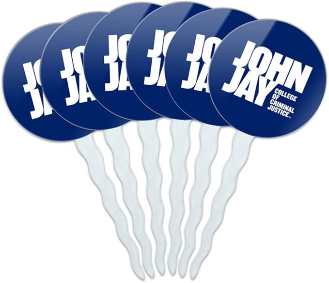 John Jay College of Criminal Justice Primary Logo Cupcake Picks Toppers Decoration Set of 6