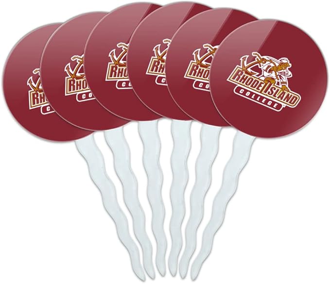 Rhode Island College Primary Logo Cupcake Picks Toppers Decoration Set of 6