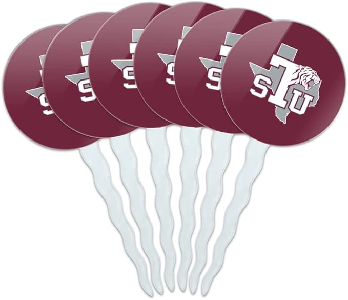 Texas Southern University Primary Logo Cupcake Picks Toppers Decoration Set of 6