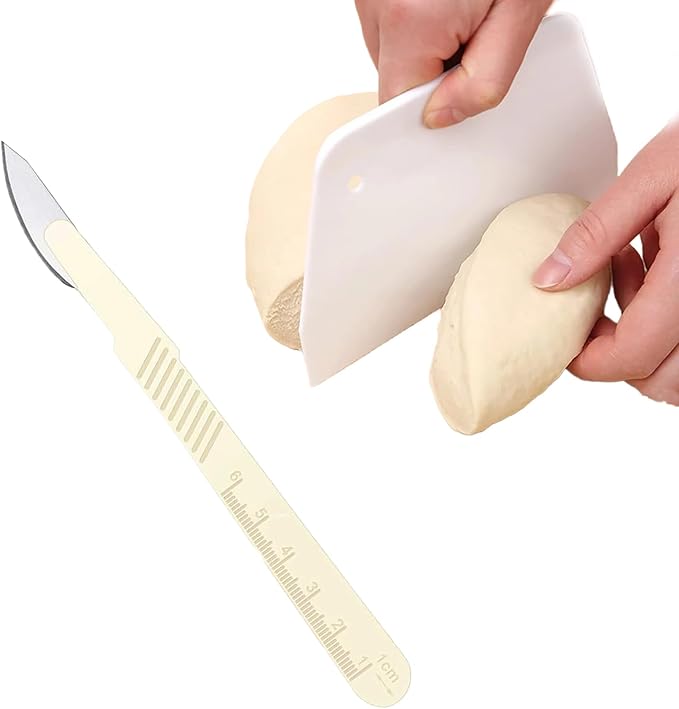 Bread Lame and Dough Scraper Set for Scoring and Shaping Dough – Perfect for Home Bakers to Create Artisan-Style Bread with Ease, Includes Dough Cutting Board Tool for Effortless Baking