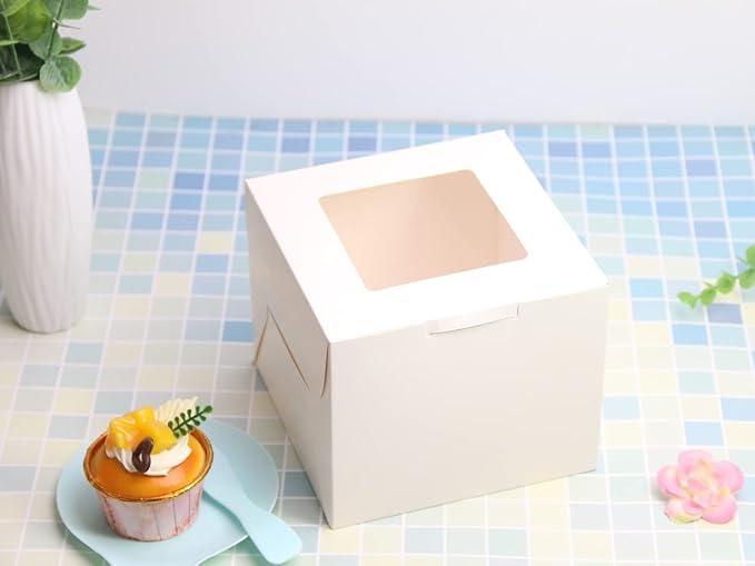 12Packs 6 inch cake box，bento cake box 6 * 6 * 5 Inch mini cake boxes with Window,Mixed Dessert boxes Pastry boxes Cupcake boxes Cookies boxes