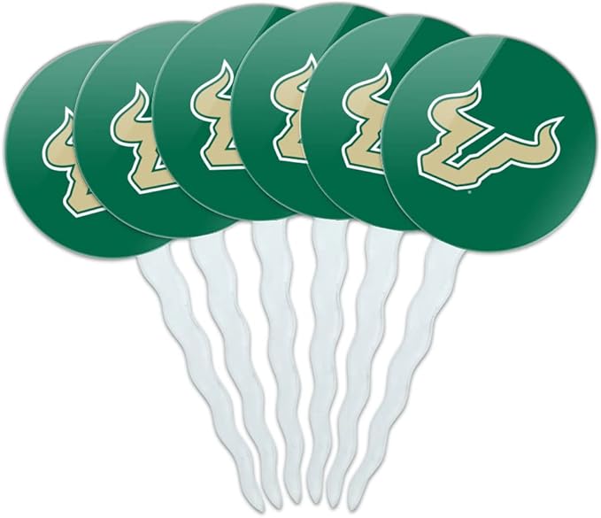University of South Florida Primary Logo Cupcake Picks Toppers Decoration Set of 6