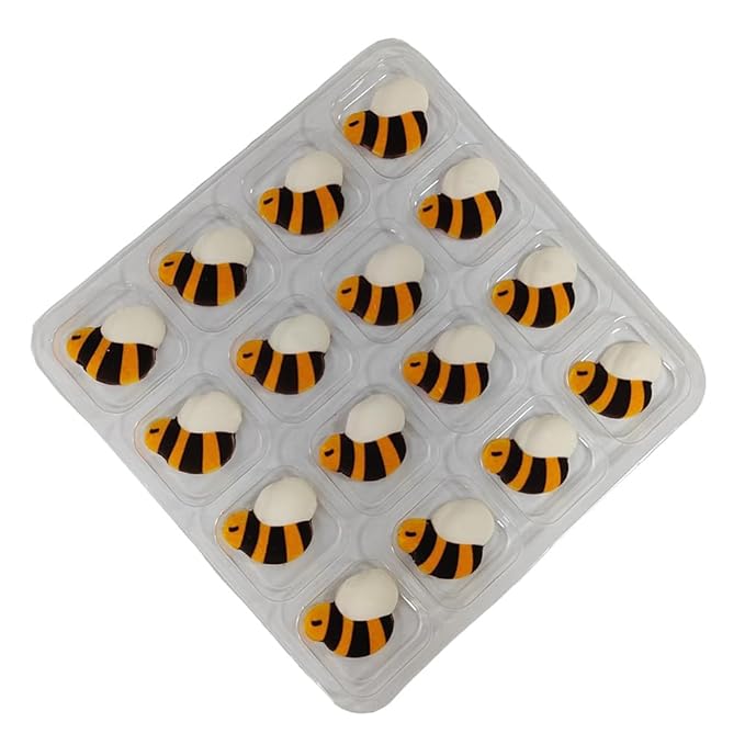 Edible Candy 3D Bee Cake Decorations Dessert Sugar Sprinkles for Cake Decorating Cookie DIY Cupcake Topper Icing Frosting Decoration Birthday Halloween Christmas Party Supplies