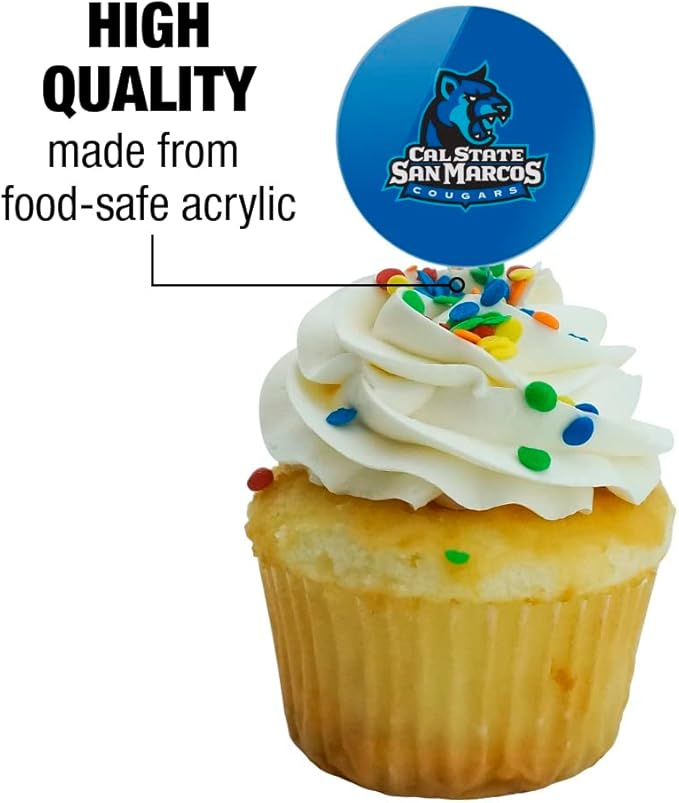 California State University San Marcos Primary Logo Cupcake Picks Toppers Decoration Set of 6