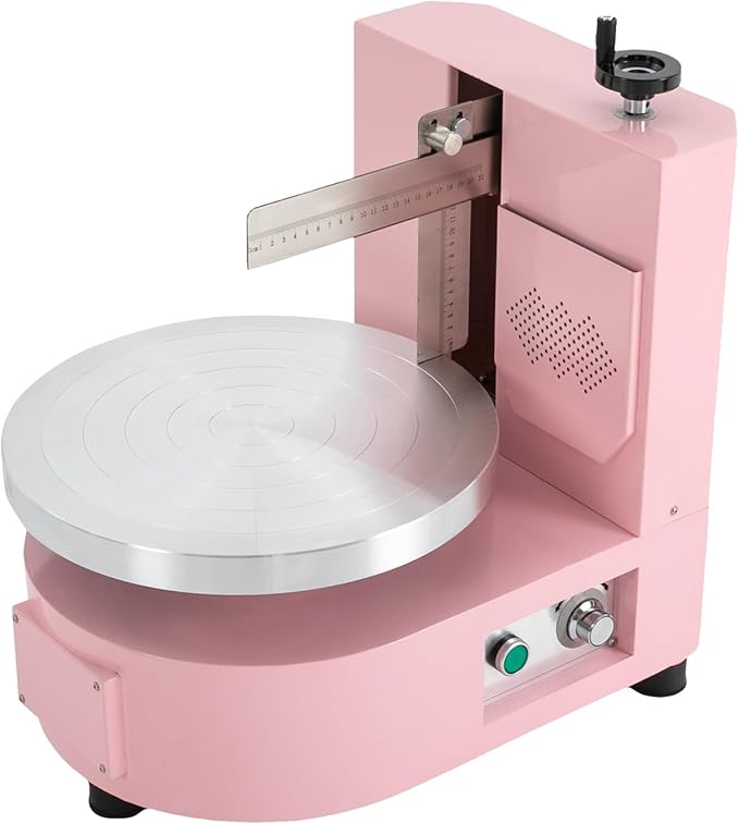LOYALHEARTDY 14.17 inch Cake Spreading Machine 11-Speed Regulating Turntable, Cake Decorating Machine, Cake Icing Machine with Scale Spatula, Pink Cake Spreading Machine