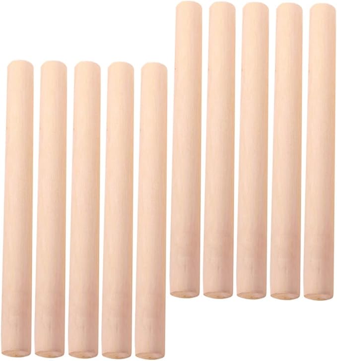 10pcs Rolling Pin Wooden Dough Roller French Cookies from France Wood Biscuits Dough- Smooth Roller Wood Dough Roller Baking Tool Clay Tools Pie Crust Cake Dumpling