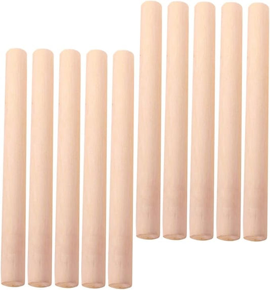 10pcs Rolling Pin Wooden Dough Roller French Cookies from France Wood Biscuits Dough- Smooth Roller Wood Dough Roller Baking Tool Clay Tools Pie Crust Cake Dumpling