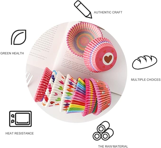 400 Count Cupcake Liners 4 Styles Colorful Paper Baking Cups Disposable Cupcake Wrappers Muffin for Holiday and Party Baking Supplies