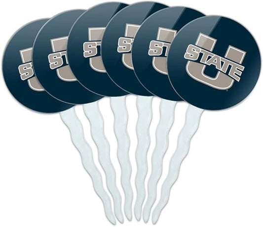 Utah State University Primary Logo Cupcake Picks Toppers Decoration Set of 6