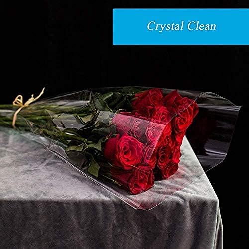 JOYIT 330 ft Cellophane Wrap Roll (31.5 in x 330 ft) - 3 Mil Thicken, Clear Bags, Wrapping Paper for Flower Gift Baskets (31.5" fold into 16")
