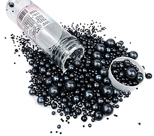 Halloween Sprinkles Edible Pearls Sugar Sprinkles Black Candy 120g/ 4.2oz Desserts Cake Decorations Cupcake Toppers Cookie Decorating Ice Cream Toppings Celebrations Shaker Jar Wedding