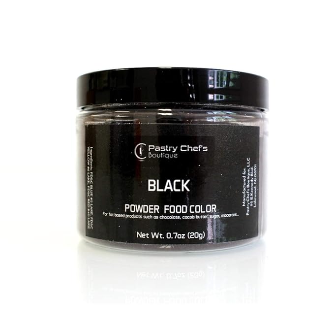 Pastry Chef's Boutique Fat Soluble Powder Food Color - Great for Coloring Chocolate and Cocoa Butter - 0.7 oz. - Black