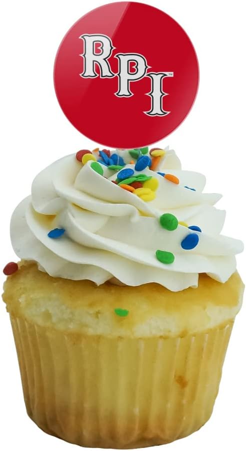 Rensselaer Polytechnic Institute Primary Logo Cupcake Picks Toppers Decoration Set of 6