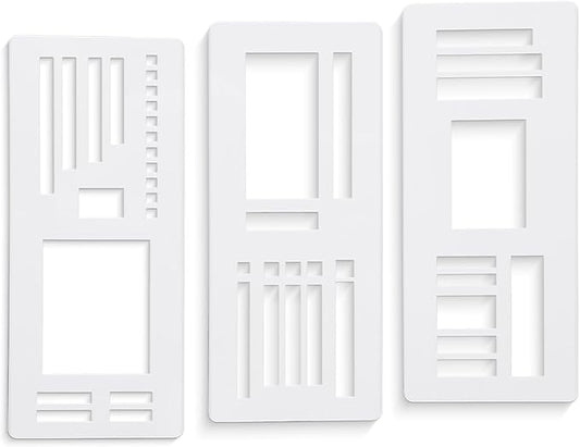 Handmade Flexible Record Template, Set of Templates for Diary Planning, 3-Pack Stencils Drafting Tools, for Diaries, Scrapbooks, DIY Handicrafts (C)