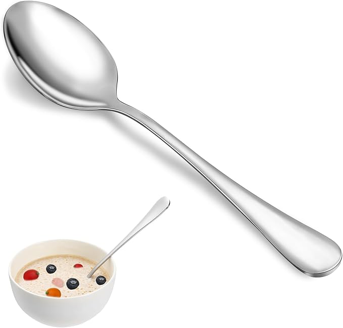 32 Pcs Dinner Spoon Set,Premium Food Grade Stainless Steel Spoons,Durable Metal Spoon,Tablespoon,Spoons Silverware Only,Mirror Finish & Dishwasher Safe,Use for Home,Kitchen and Restaurant - 7.3 inch