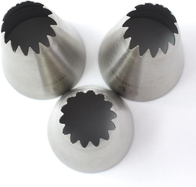 Piping Tips, 4B 3Pcs Large Icing Piping Tips Stainless Steel Seamless Set for Cupcakes Cake Decoration and Baker