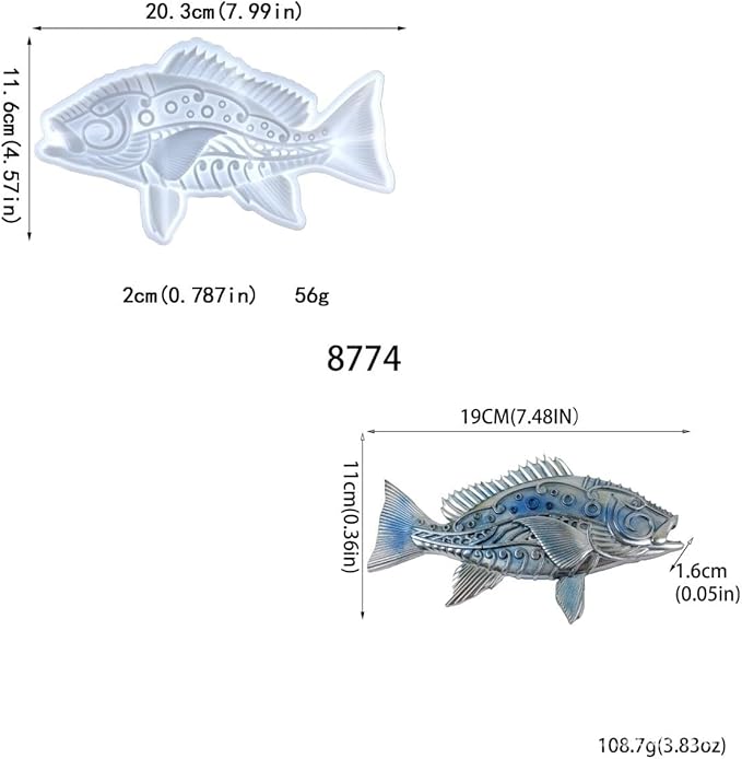 3D Mechanical Fish Resin Mold Animal Silicone Mold Wall Hanging Epoxy Mold DIY Casting Molds for Living Room Home Office,Aquarium Decoration,Holiday Gifts (A)