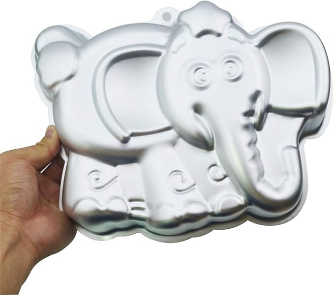 Ulalaza Elephant Cake Baking Pan 3D Animal Aluminum Cake Mould First Birthday Cake Pan