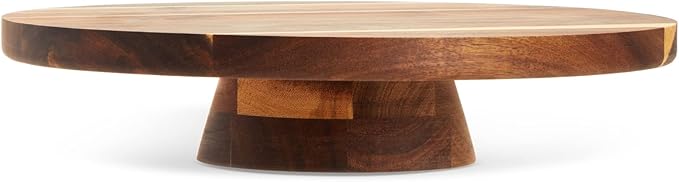 Juvale Acacia Wood Cake Stand - Wedding Cake Stand & Serving Platter - Rustic Round Wood Dessert Display - Easy-Clean Low-Profile Wooden Serving Base - 12.75 in Dia, 2.75 in H