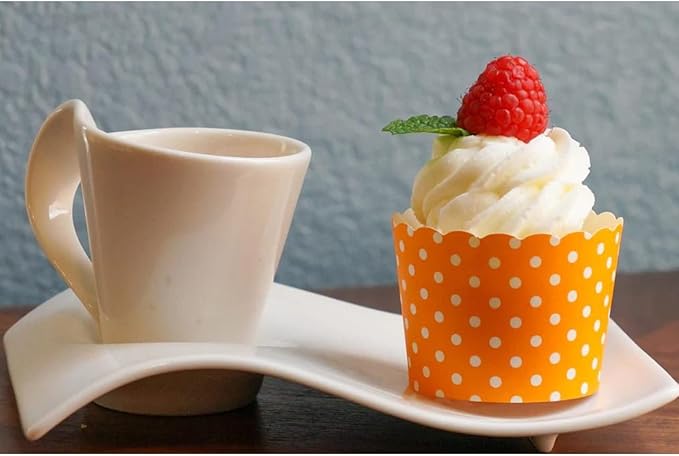 Paper Baking Cups (Polka Dots), Greaseproof Disposable Cupcake Liners (Orange, Large Cups (50-Pack))