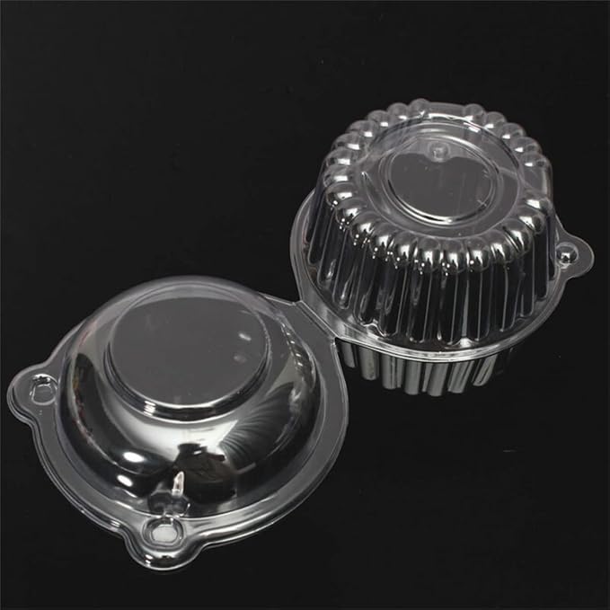50 Packs Individual Cupcake Containers Transparent Box Packaging Cute Cat Head Shape Plastic Disposable Dome Cake Box Fruit Cakecup Box