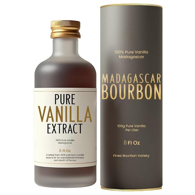 BRBON 8oz Pure Vanilla Extract | Made from Premium Madagascar Bourbon Vanilla Beans | Pure Extract Perfect for Baking, Cooking & Desserts | Non-GMO, Gluten-Free, Vegan & Kosher | 8oz. Bottle