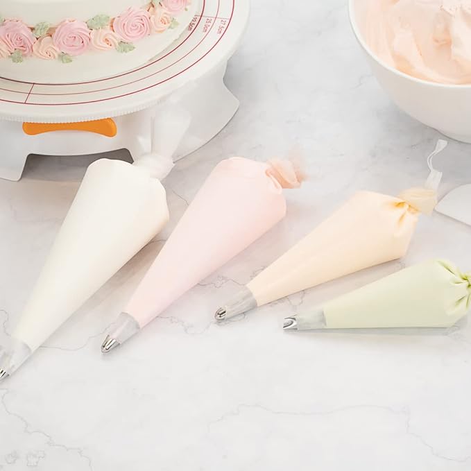 Restaurantware Pastry Tek 14 x 7.3 Inch Piping Bags 2 Reusable Icing Bags - Durable White Silicone Pastry Bags Anti Burst Decorate Cakes Cupcakes Macarons Or Cookies