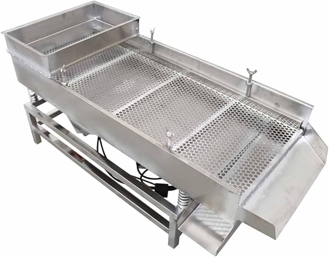 Electric Linear Vibrating Sifter(Two Motors+10mm Screens) Straight Vibrating Sieve Shaker Stainless Steel 110v JG40-95 Series