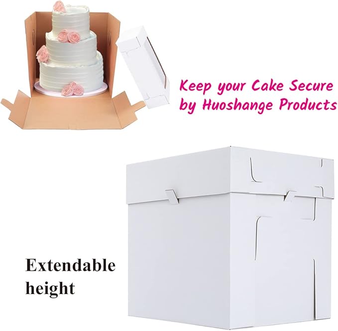 Tall Cake Boxes for Tier Cakes,10x10x10 Inch [10Pack ] Thick Sturdy Bakery Box with Window,White Cake Carrier, Disposable Cake Containers,Birthday Cake Boxes