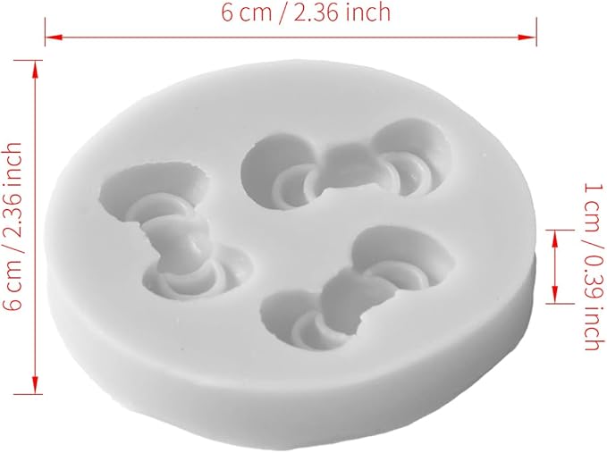 Bow Silicone Fondant Molds 4PCS Gray Liquid Silicone Cake Decoration Moulds for Baking DIY Tools Chocolate Candy Resin Crafts（2.36Inch）