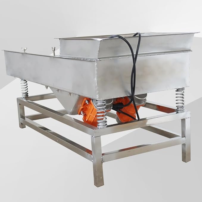 Electric Linear Vibrating Sifter(Two Motors+10mm Screens) Straight Vibrating Sieve Shaker Stainless Steel 110v JG40-95 Series
