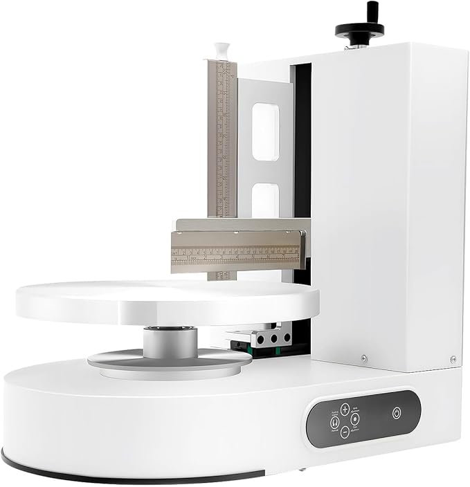 LOYALHEARTDY 200W Commercial Cake Turntable, Cake Decorating Machine with LCD Touch Screen, Cake Turntable 7.9 Inch Lift Knife System, 4-12 Inch Cake Icing Machine,White