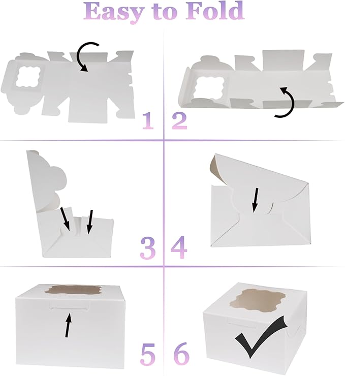 30pcs 4''x4''x2.5'' Small Bakery Boxes, White Gift Container with Window for Dessert, Strawberries, Cookie, Pastry, Small Treats