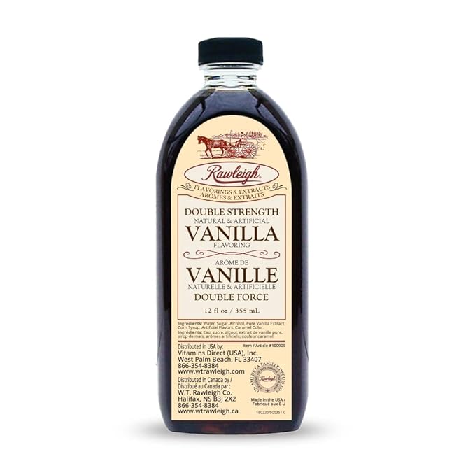Rawleigh Double Strength Vanilla Flavoring: 12 fl oz, Rich Bourbon Vanilla Beans, Premium Flavoring for Baking Cookies, Cakes, & Desserts, Ice Cream, & Desserts, SQF Certified, 2X Strength - Pack of 3