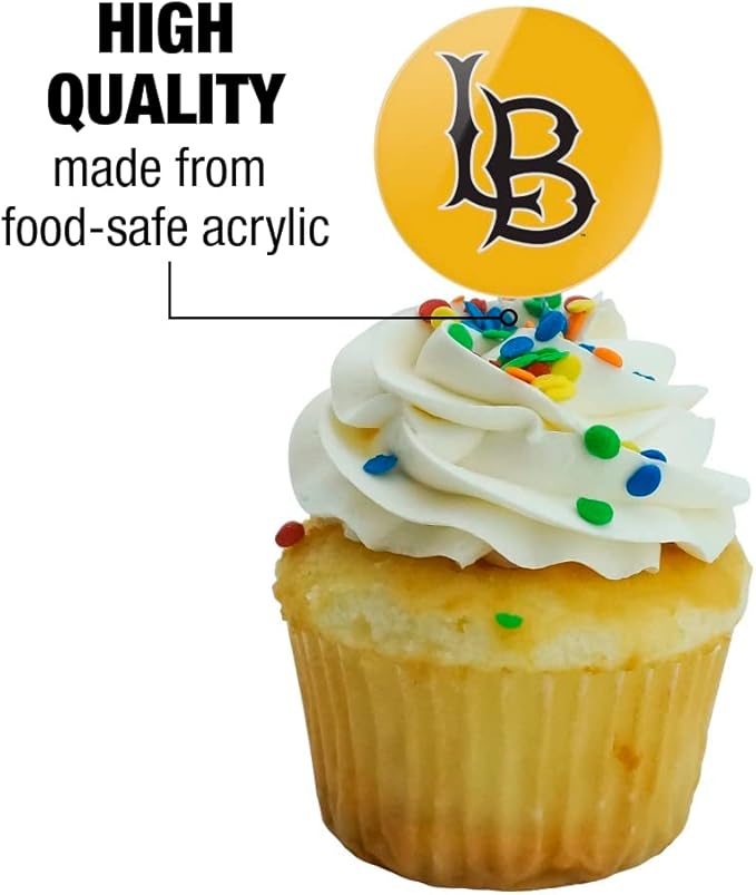 California State University Long Beach Primary Logo Cupcake Picks Toppers Decoration Set of 6