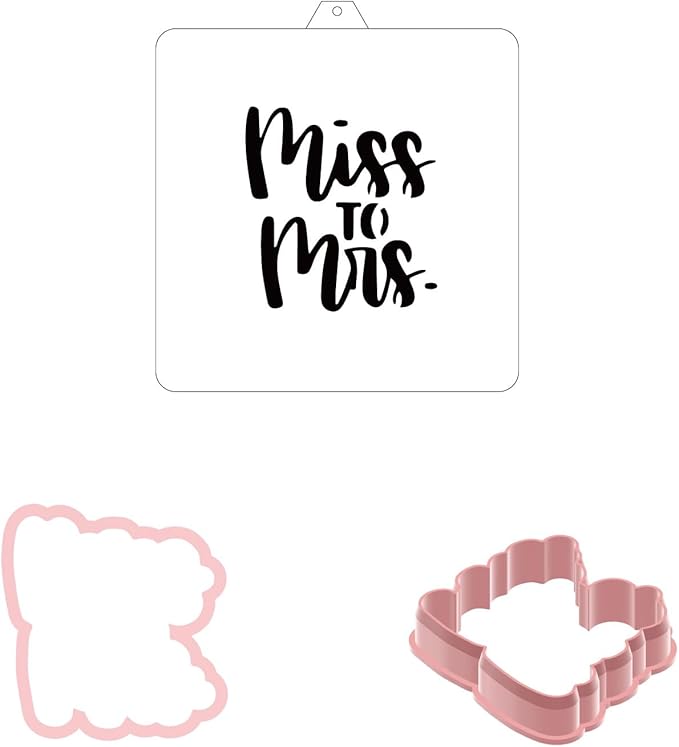 Cookie Cutter and Stencil Set Bundle Kit PYO Cookies Paint Your Own Diy Bakery Fondant Sugar Happy Birthday Wedding Baby Candle Kids Painting Coloring Pages Comb (Miss to Mrs)