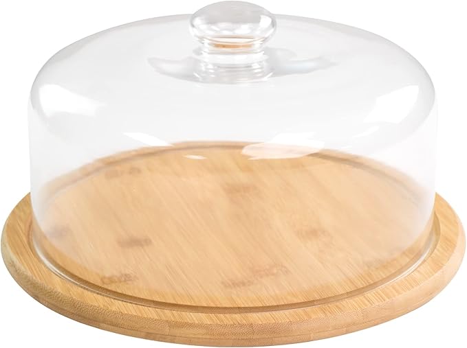 10.2''Glass Dessert Dome with Base, 11.8"Decorative Cake Tray with Glass Dome Cover, Cake Fruit Display Server Tray for Kitchen, Birthday, Weddings, Appetizer Dessert & Cheese Serving Platter