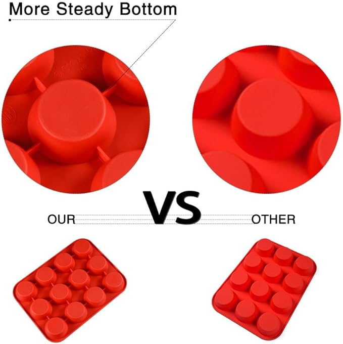 CAKETIME 12 Cups Silicone Muffin Pan - Regular Size Cupcake Pan Muffin Tin for Baking Nonstick Food Grade