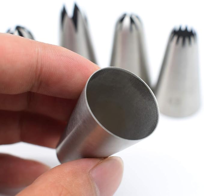 5 Pack Stainless Steel seamless Piping Icing tips, Large Piping Nozzle, Cake Decorating tools for baker