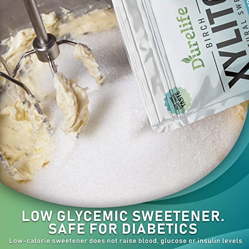 DureLife XYLITOL Sugar Substitute 2.5 LB (40 OZ) Made From 100 % Pure Birch Xylitol NON GMO - Gluten Free - Kosher, Natural sugar alternative,
