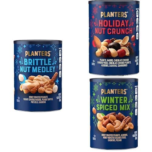 PLANTERS Holiday Brittle Nut Medley Trail Mix, 1lb + PLANTERS Holiday Nut Crunch Mix, 21oz + Winter Spiced Mix, 18.75oz