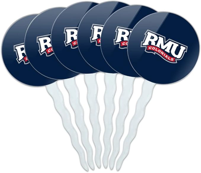 Robert Morris University Primary Logo Cupcake Picks Toppers Decoration Set of 6