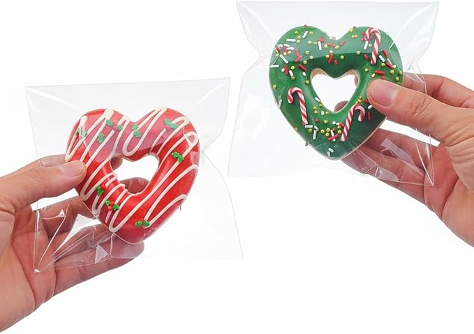 JCXGRVC 200Pcs 5 x 5Inch Clear Cellophane Single Donut Bags Individual Cookies Bags Macaron Bag Packaging Bakery Treat Bag for Soap Chocolate Truffle Ore Wedding Bab Shower Birthday Party Favors
