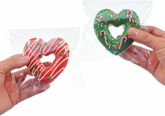 JCXGRVC 200Pcs 5 x 5Inch Clear Cellophane Single Donut Bags Individual Cookies Bags Macaron Bag Packaging Bakery Treat Bag for Soap Chocolate Truffle Ore Wedding Bab Shower Birthday Party Favors