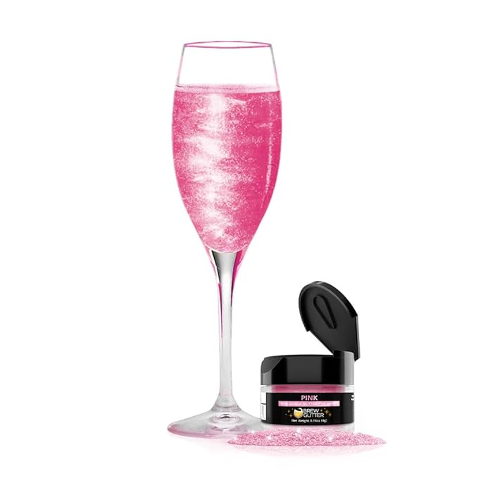 Brew Glitter (1x 4g Jar) | Edible Glitter for Drinks, Cocktails, Beer, Garnish & Beverages (Pink Pink)
