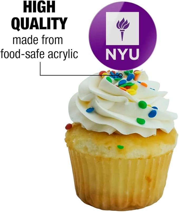 New York University Primary Logo Cupcake Picks Toppers Decoration Set of 6