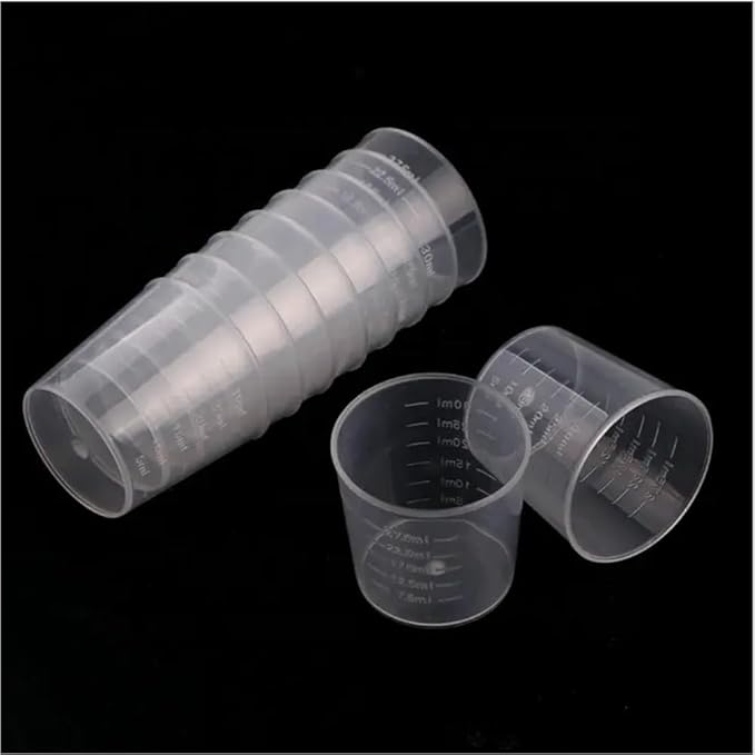 20pcs 1.02oz/30ml Plastic Measuring Cups Plastic Graduated Cup Transparent Scale Resin Clear Graduated Epoxy Mixing Jugs for Kitchen Cooking Medicine Measure Tool